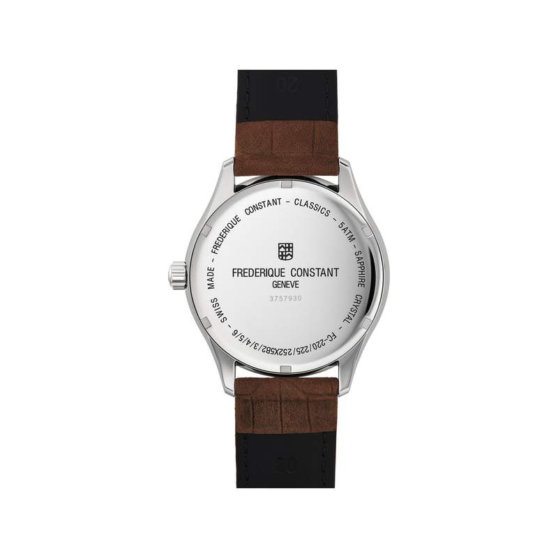 Montre Frédérique Constant homme acier bracelet cuir marron - vue 3