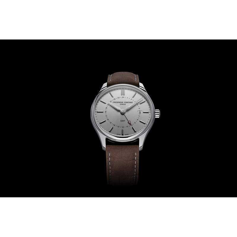 Montre Frédérique Constant homme acier bracelet cuir marron - vue D1