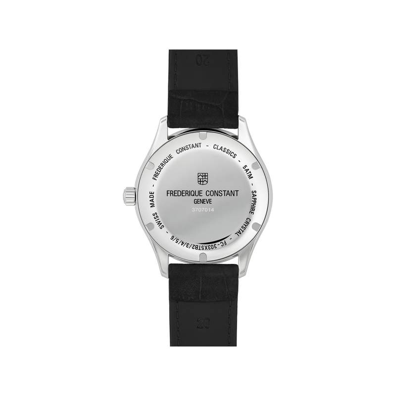 Montre Frédérique Constant homme automatique acier bracelet cuir noir - vue 3