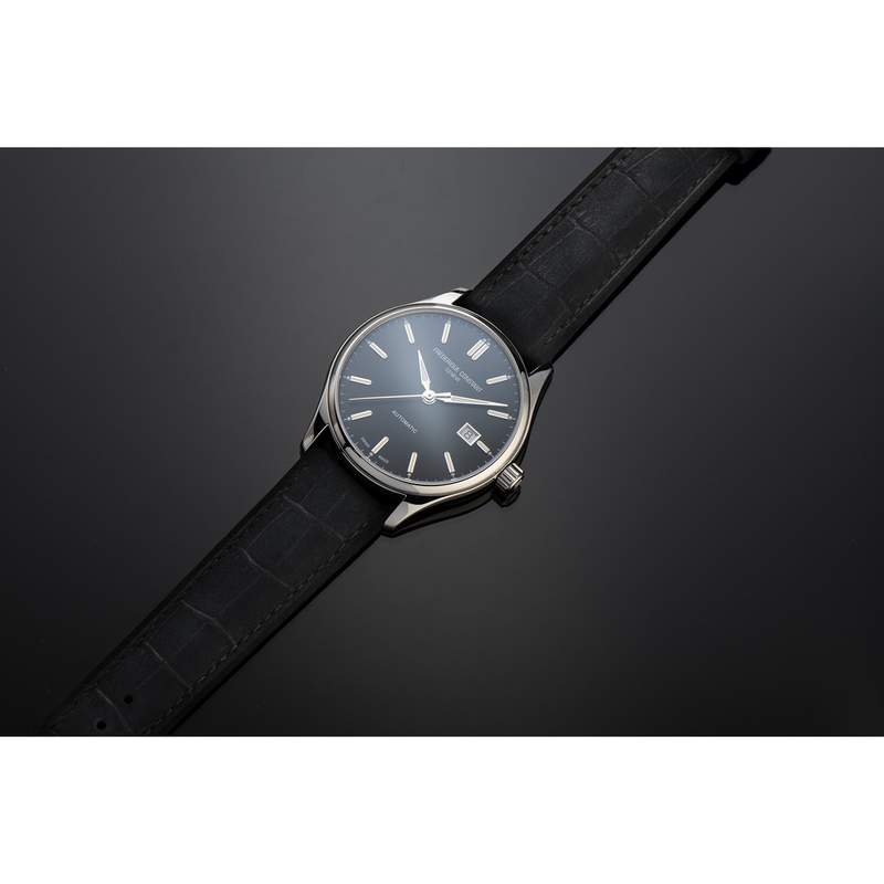 Montre Frédérique Constant homme automatique acier bracelet cuir noir - vue D1