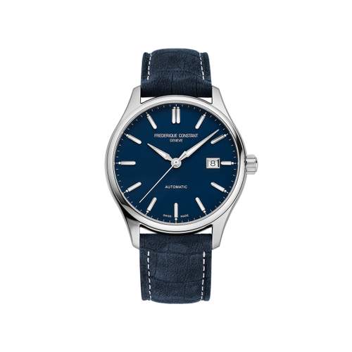 Frédérique Constant Men's Automatic Watch with Steel Case and Blue Leather Strap