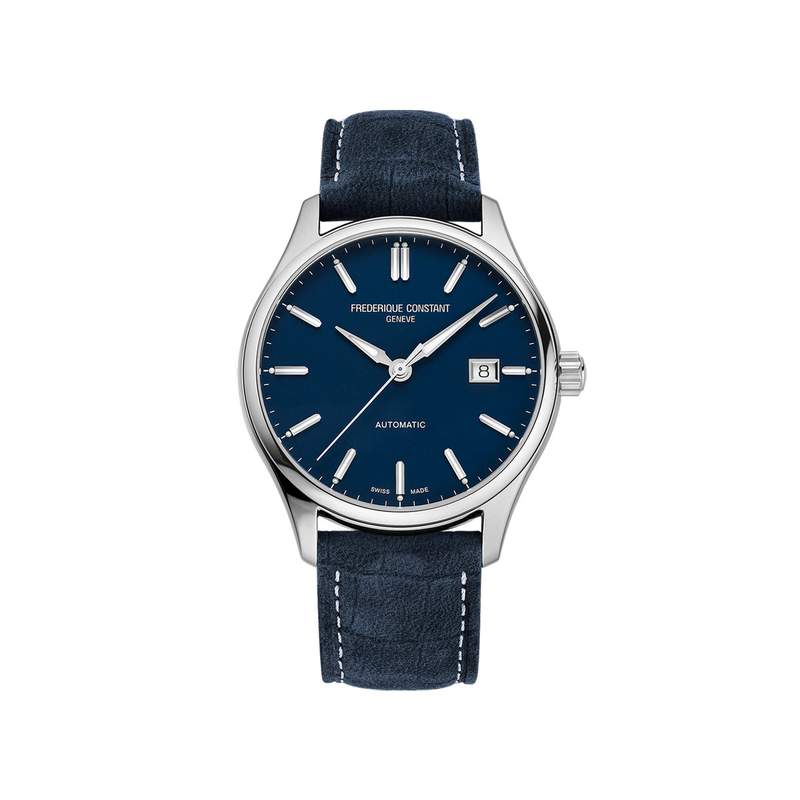 Montre Frédérique Constant homme automatiqueacier bracelet cuir bleu - vue 1