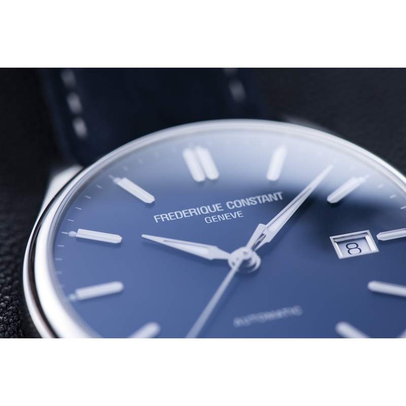 Montre Frédérique Constant homme automatiqueacier bracelet cuir bleu - vue D3
