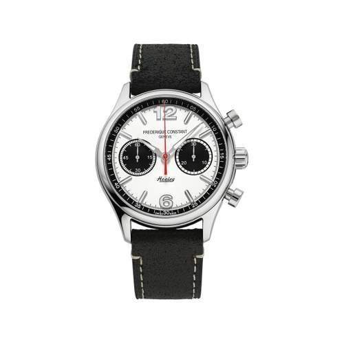 Frédérique Constant men's automatic chronograph watch steel black leather
