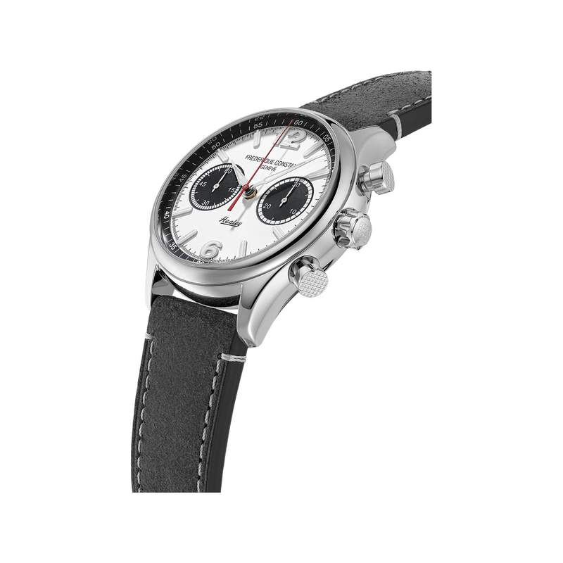 Montre Frédérique Constant homme chronographe automatique acier cuir noir - vue 2