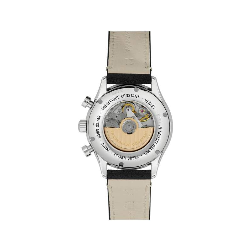 Montre Frédérique Constant homme chronographe automatique acier cuir noir - vue 3