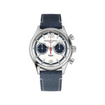 Montre Frédérique Constant homme automatique acier bracelet cuir bleu - vue 1