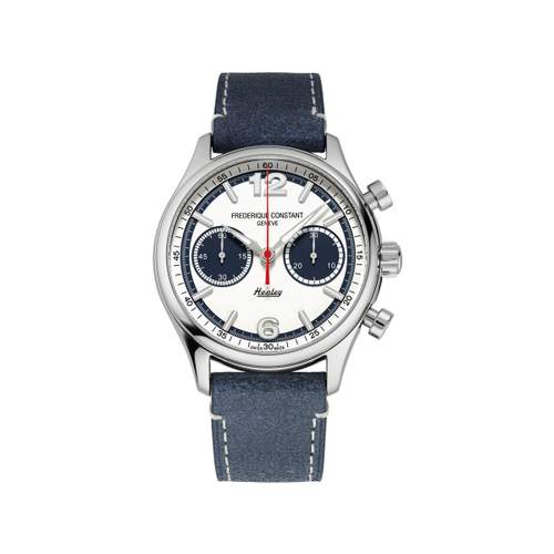 Montre Frédérique Constant homme automatique acier bracelet cuir bleu