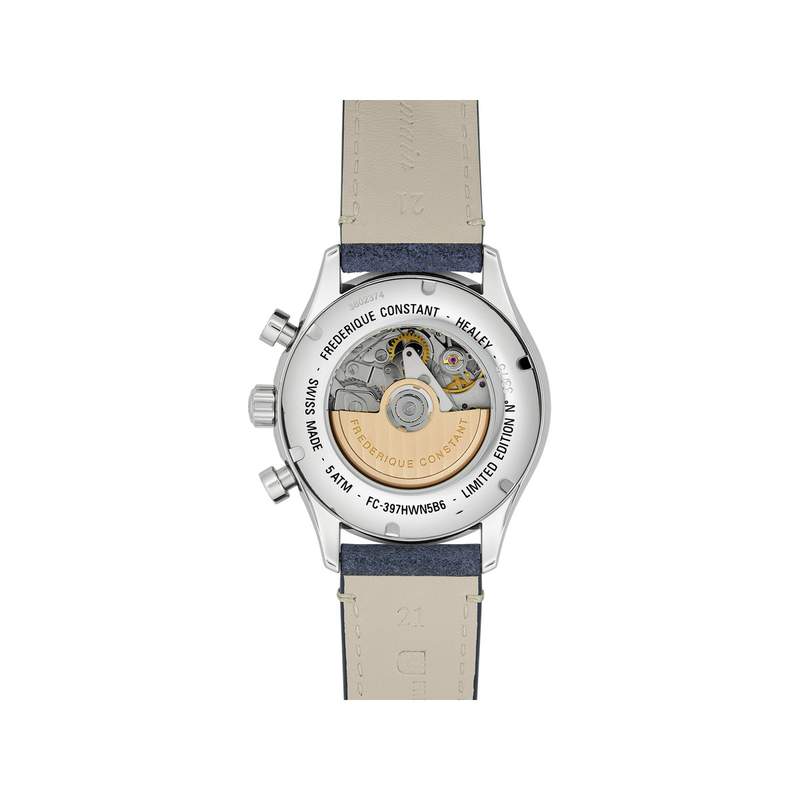 Montre Frédérique Constant homme automatique acier bracelet cuir bleu - vue 3