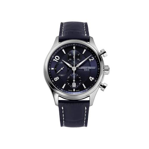 Montre Frédérique Constant homme automatique chronographe acier cuir bleu