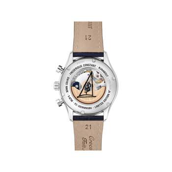 Frédérique Constant Automatisch stalen herenhorloge met chronograaf Blauw leer