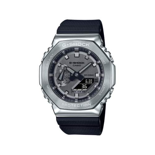 G-SHOCK men's stainless steel watch with black resin bracelet
