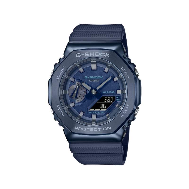 Montre G-SHOCK homme acier bracelet résine bleue - vue 1