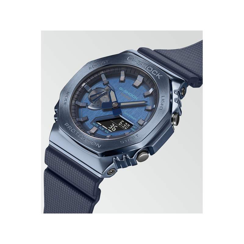 Montre G-SHOCK homme acier bracelet résine bleue - vue 4