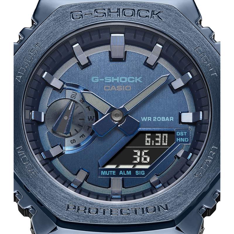 Montre G-SHOCK homme acier bracelet résine bleue - vue D1