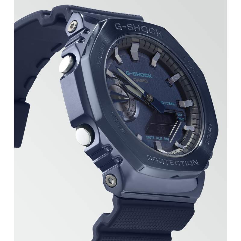 Montre G-SHOCK homme acier bracelet résine bleue - vue D2