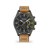 Montre Timberland homme chronographe acier noir bracelet cuir marron clair - vue V1