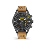 Montre Timberland homme chronographe acier noir bracelet cuir marron clair - vue 1