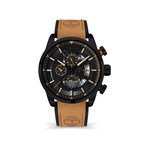 Montre Timberland homme multifonction acier noir bracelet cuir beige - vue 1