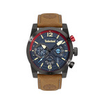 Montre Timberland homme multifonction acier noir bracelet cuir marron - vue 1