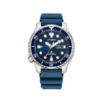 Montre Citizen homme acier bracelet caoutchouc bleu - vue 1