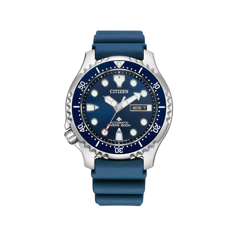 Montre Citizen homme acier bracelet caoutchouc bleu - vue 1
