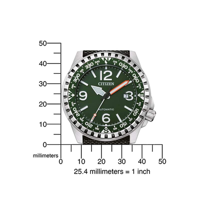 Montre Citizen homme automatique acier noir bracelet nylon noir - vue D2