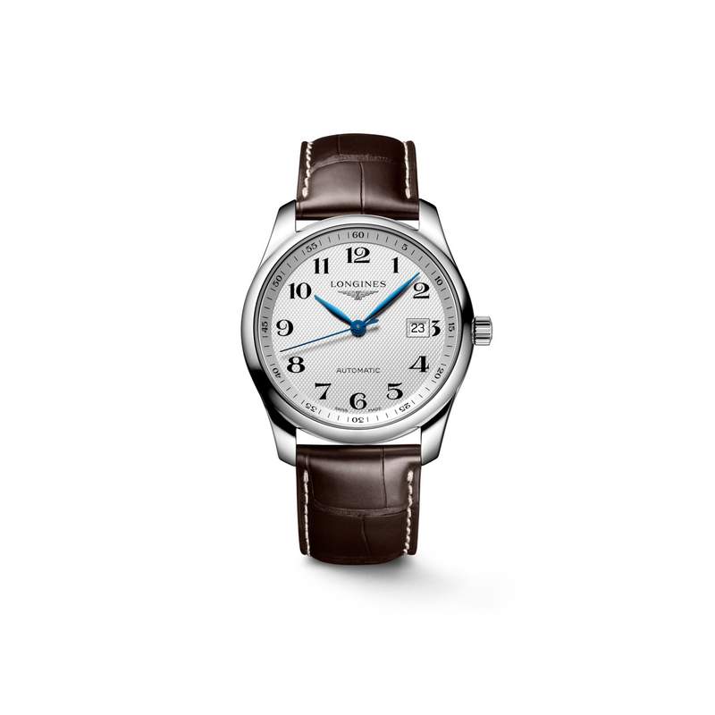 Montre Longines homme automatique acier bracelet cuir marron fonce - vue 1