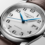 Montre Longines homme automatique acier bracelet cuir marron fonce - vue D1