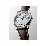 Montre Longines homme automatique acier bracelet cuir marron fonce - vue D4