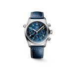 Montre Longines homme automatique acier bracelet cuir bleu - vue 1