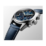 Montre Longines homme automatique acier bracelet cuir bleu - vue 2