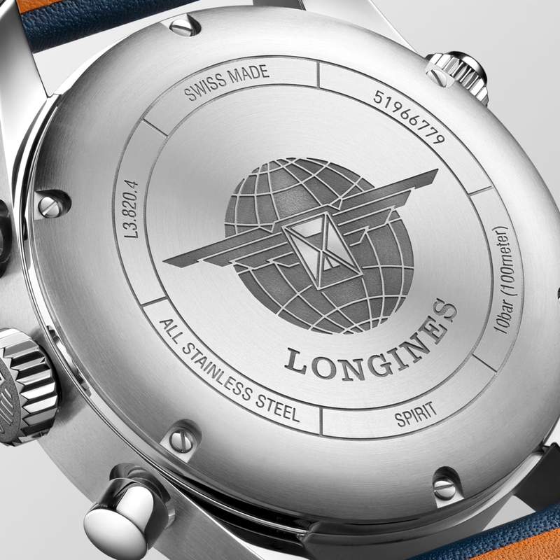 Montre Longines homme automatique acier bracelet cuir bleu - vue D2