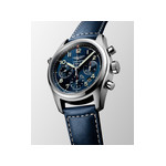 Montre Longines homme automatique acier bracelet cuir bleu - vue D4