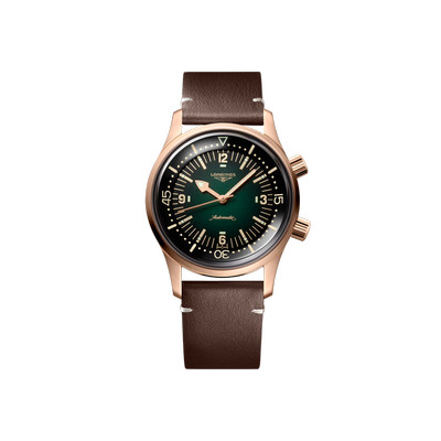 Montre Longines homme automatique titane bracelet cuir marron fonce - vue 1