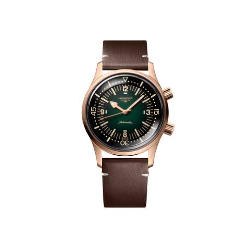 Montre Longines homme automatique titane bracelet cuir marron fonce