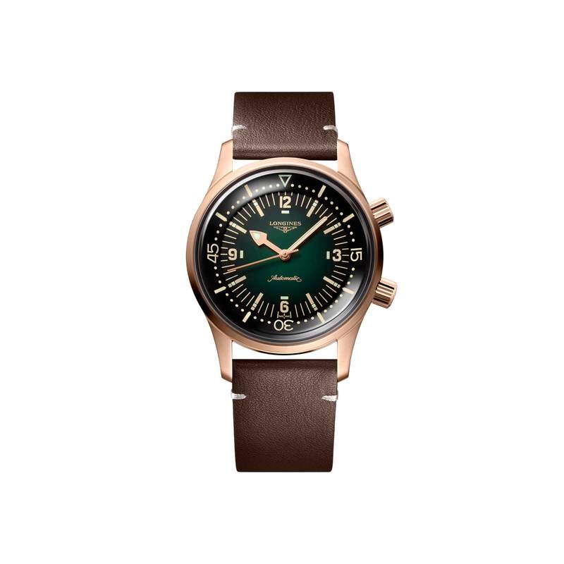 Montre Longines homme automatique titane bracelet cuir marron fonce - vue 1