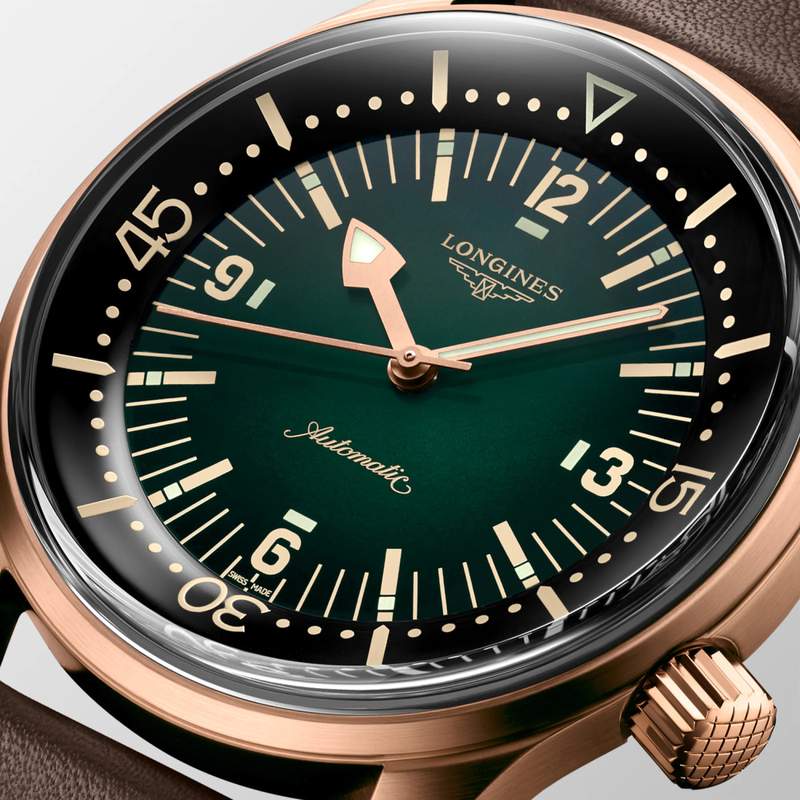 Montre Longines homme automatique titane bracelet cuir marron fonce - vue D1