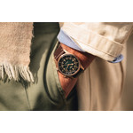 Montre Longines homme automatique titane bracelet cuir marron fonce - vue porté 1