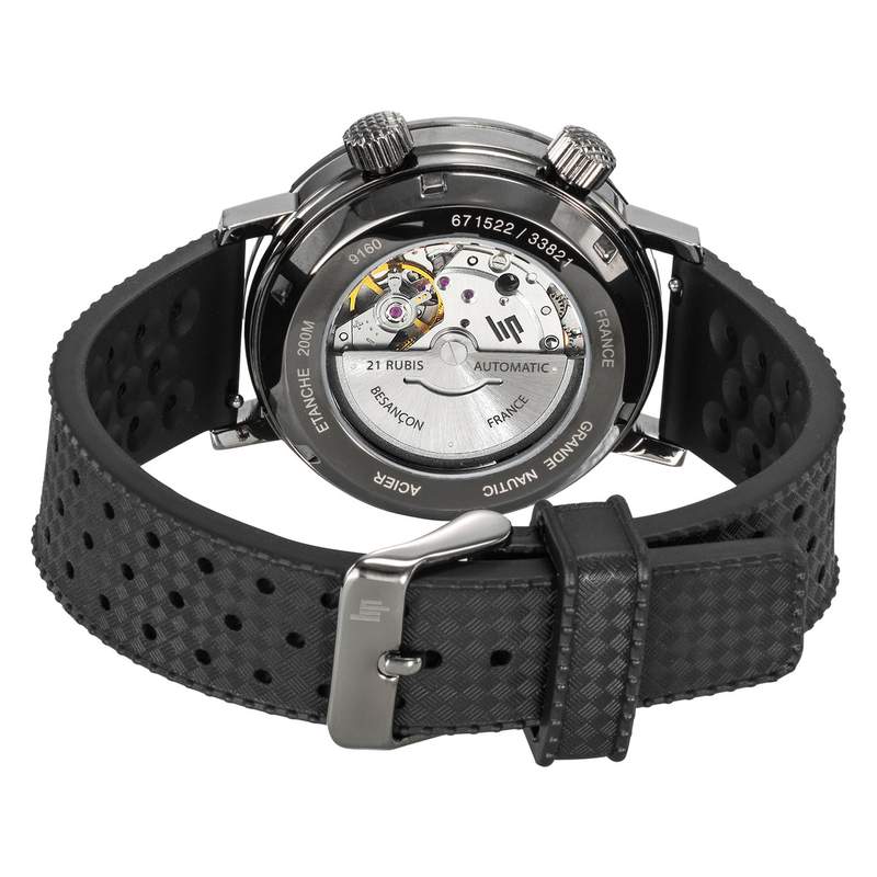 Montre Lip homme automatique acier bracelet silicone noir - vue 3