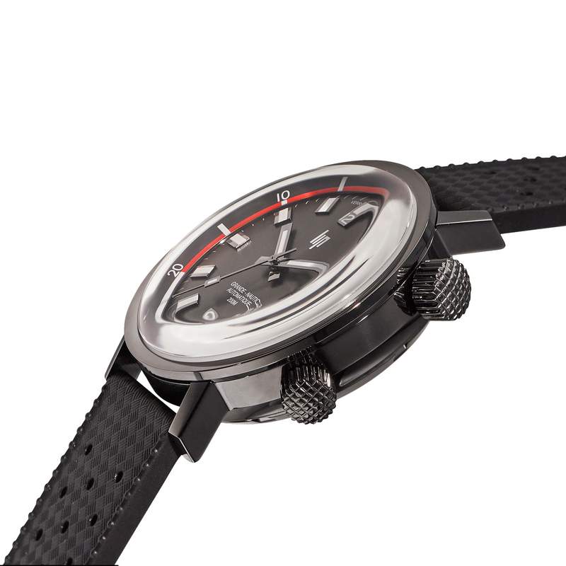 Montre Lip homme automatique acier bracelet silicone noir - vue D2
