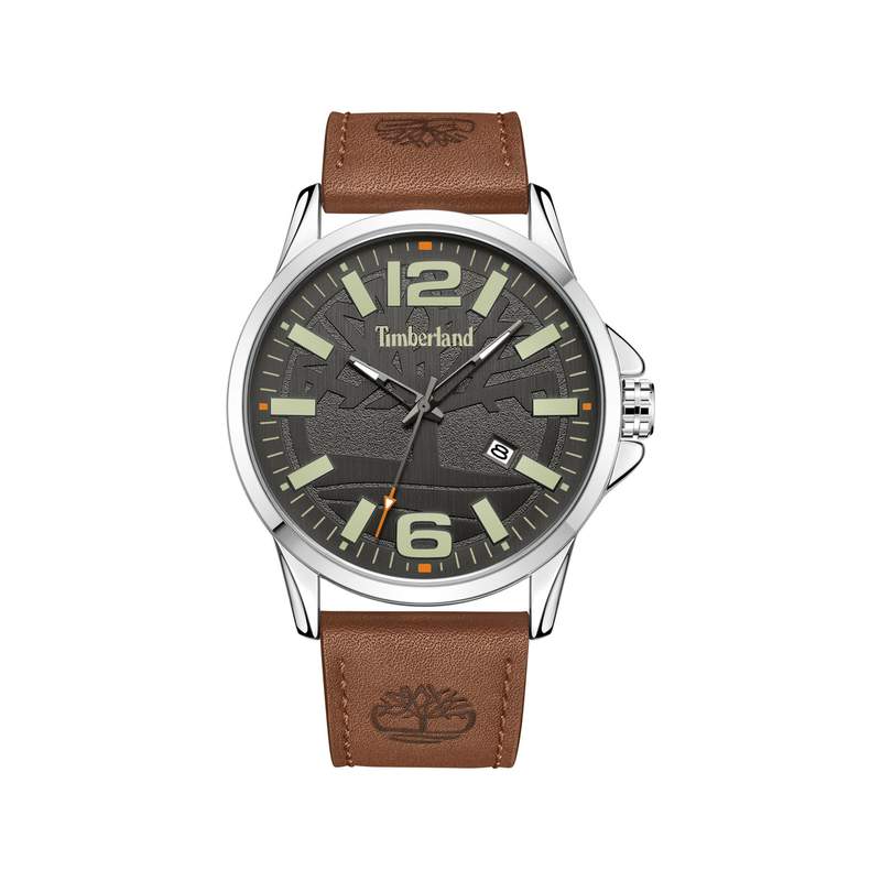 Timberland homme acier bracelet cuir marron - vue 1