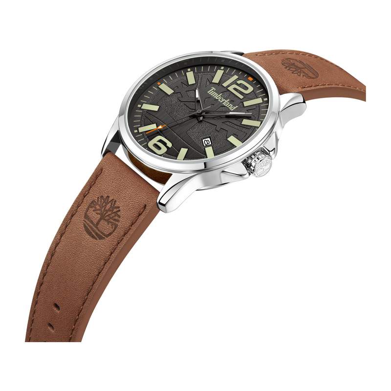 Timberland homme acier bracelet cuir marron - vue 2