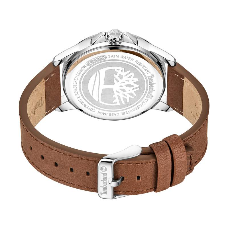 Timberland homme acier bracelet cuir marron - vue 3