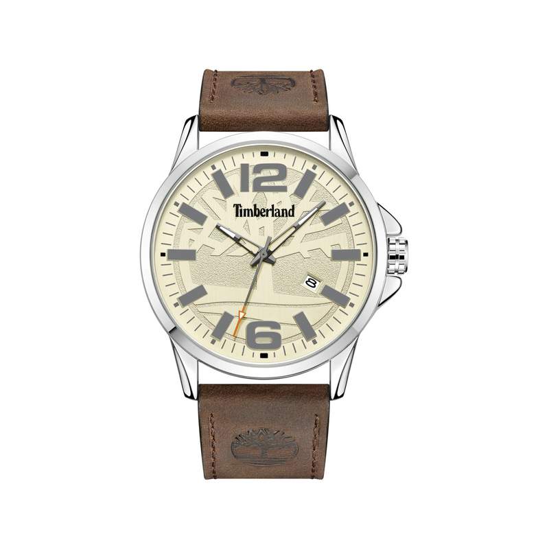 Timberland homme acier bracelet cuir marron - vue 1