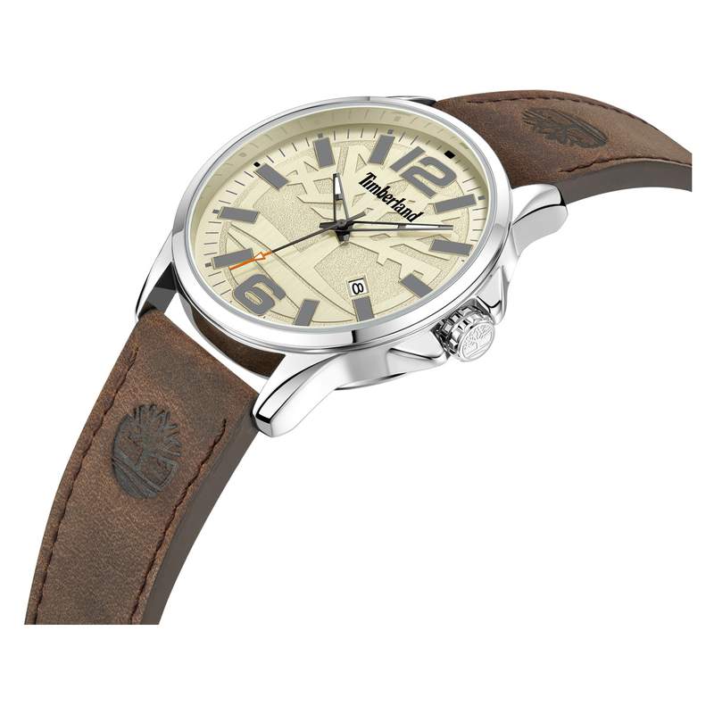 Timberland homme acier bracelet cuir marron - vue 2