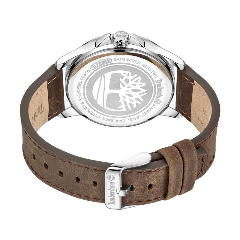 Timberland homme acier bracelet cuir marron - vue 3
