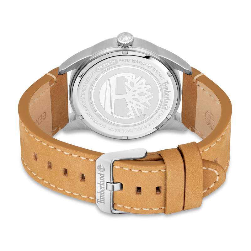 Timberland homme acier bracelet cuir caramel - vue 3
