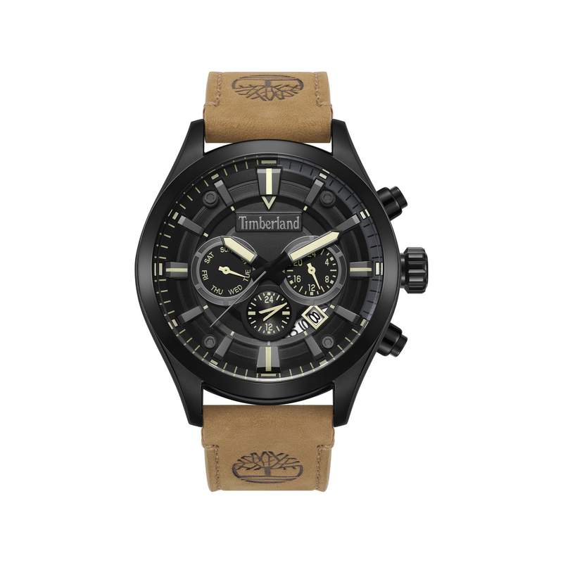 Timberland homme acier bracelet cuir caramel - vue 1