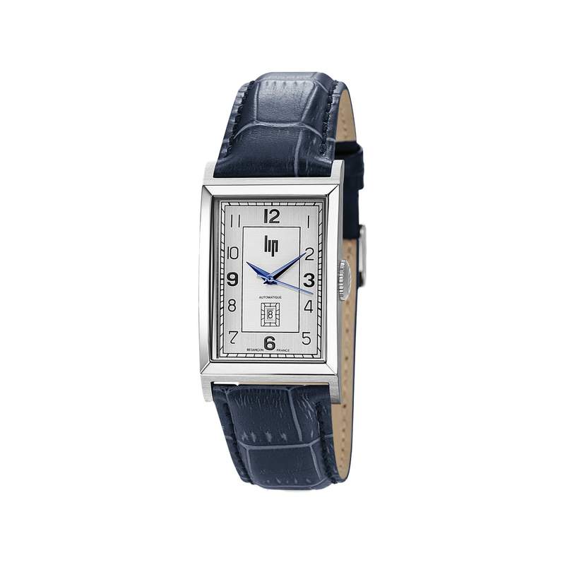 Montre Lip homme automatique acier bracelet cuir bleu - vue 1